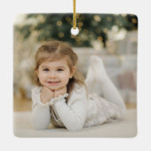 Red White Candy Cane Holiday Bow Foto Keramisch Ornament (Achterkant)