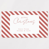 Red & White Candy Cane Stripes Merry Christmas Labels (Design 2)