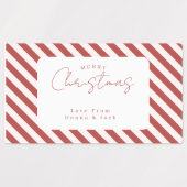 Red & White Candy Cane Stripes Merry Christmas Labels (Design 1)