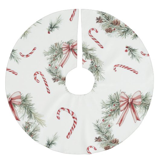 Red White Candy Canes Christmas Wreaths Kerstboom Rok (Voorkant)