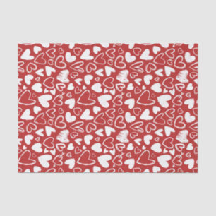 Red White Chalk Heart Cute Pattern Valentijnsdag Tissuepapier