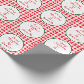 Red White Check MERRY CHRISTMAS Name Cadeaupapier (Hoek)