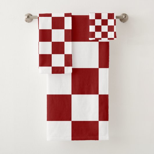 Red White Checker Bad Handdoek (Insitu)