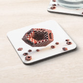 Red & White Checkerboard Geometric Objects Bier Onderzetter (Linkerzijde)