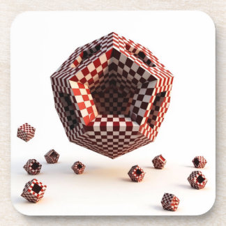 Red & White Checkerboard Geometric Objects Bier Onderzetter
