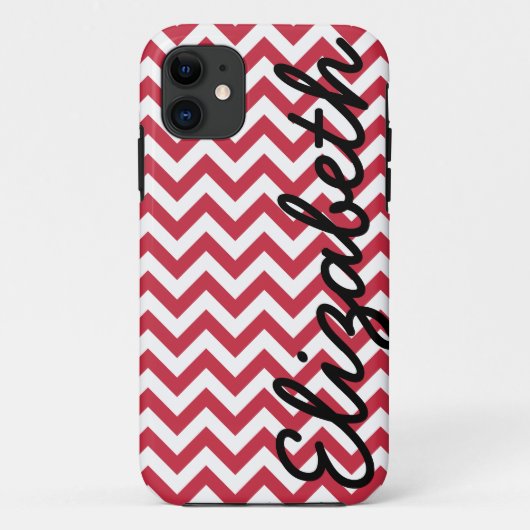 Red White Chevron Pattern Case-Mate iPhone Case (Achterkant)