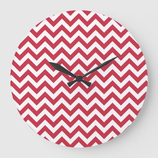 Red White Chevron Pattern Grote Klok (Voorkant)