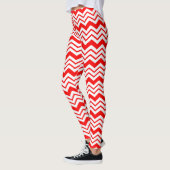 Red White Chevron Zigzag Pattern Design  Leggings (Links)