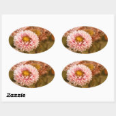 Red White China Aster Ovale Sticker (Vel)