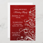 Red White Christmas Tree Fête Invitations (Devant / Derrière)