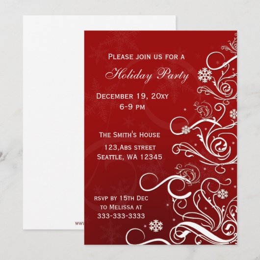 Red White Christmas Tree Fête Invitations (Devant / Derrière)