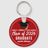 Red White Class of 2023 Personal Afstuderen Gift Sleutelhanger (Achterkant)