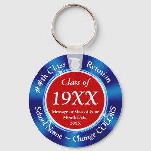Red White Class Reunion Favors, op maat gemaakt Sleutelhanger