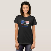 Red White & Cool Grandpa us Vlag Zonnebrillen Juli T-shirt (Voorkant volledig)