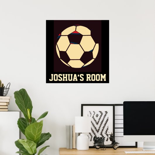 Red White Cream Black Voetbal Aangepaste naam Room Poster (Thuiskantoor)