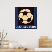 Red White Cream Black Voetbal Aangepaste naam Room Poster (Keuken)
