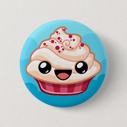 Red/White Cupcake - Happy Jump Ronde Button 5,7 Cm (Voorkant)