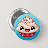 Red/White Cupcake - Happy Jump Ronde Button 5,7 Cm (Voorkant /achterkant)