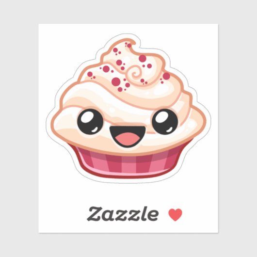 Red/White Cupcake - Happy Jump Sticker (Vel)