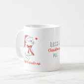 Red & White Cute Cat Custom Name Merry Christmas  Koffiemok (Voorkant links)