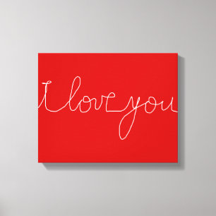 red & white decor love theme canvas afdruk