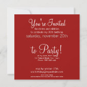 Red White digi-Lace Party Anniversaire Invitation (Dos)