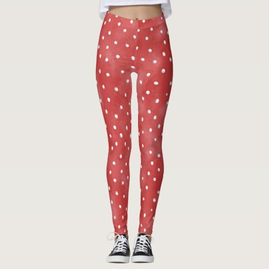 Red White Dots Leggings (Voorkant)