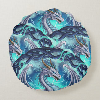 Red white Dragon pillow Rond Kussen
