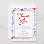 Red White & Due 4 juli Baby shower Bedankkaart (Voorkant)