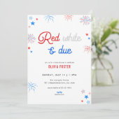 Red White & Due 4 juli Baby shower Uitnodiging (Staand voorkant)