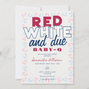 Red White & Due BABY-Q BBQ 4 juli Baby shower Kaart