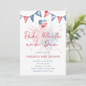 Red White & Due Baby Shower Invitation (Debout devant)