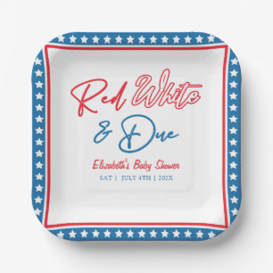 Red White & Due Stars 4 juli Baby shower Papieren Bordje