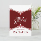 Red White Elegant dentelle nuptiale Invitations (Debout devant)