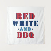 Red White en BBQ Funny 4 juli Wandkleed (Voorkant)