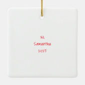 Red White en Be Merry Santa White Wine Custom Keramisch Ornament (Achterkant)