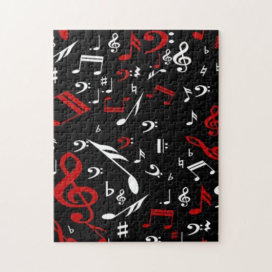 Red White en Black Musical Notes Legpuzzel (Verticaal)