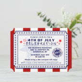 Red White en Blue 4 juli BBQ Invite Kaart (Staand voorkant)