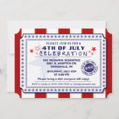 Red White en Blue 4 juli BBQ Invite Kaart (Voorkant)