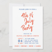 Red White en Blue, 4 juli, partijuitnodiging Kaart (Voorkant)