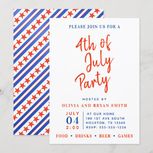 Red White en Blue, 4 juli, partijuitnodiging Kaart
