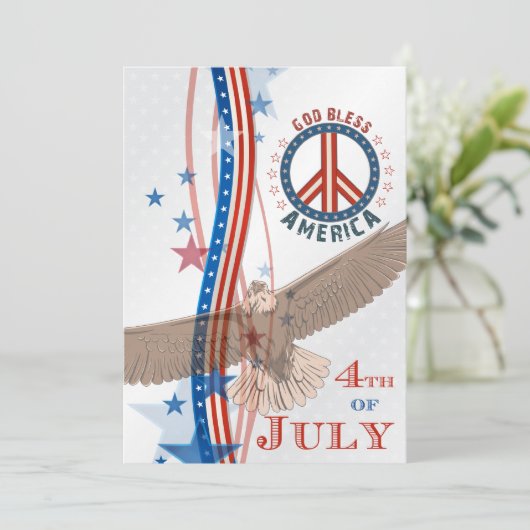 Red White en Blue, 4 juli, partijuitnodiging Kaart (Staand voorkant)