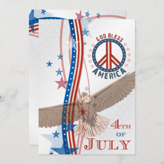 Red White en Blue, 4 juli, partijuitnodiging Kaart (Voorkant / Achterkant)