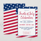 Red White en Blue, 4 juli, partijuitnodiging Kaart (Voorkant / Achterkant)