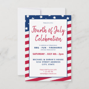 Red White en Blue, 4 juli, partijuitnodiging Kaart
