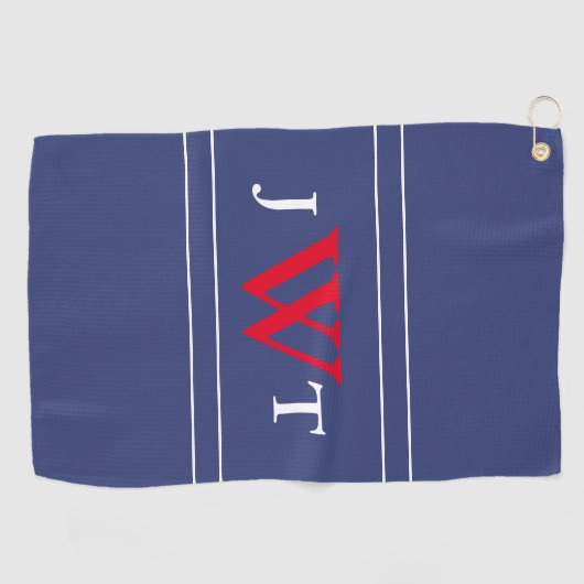 Red White en Blue Custom Monogrammed Golfhanddoek (Horizontaal)