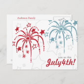 Red White en Blue Fireworks, 4 juli Briefkaarten (Voorkant / Achterkant)