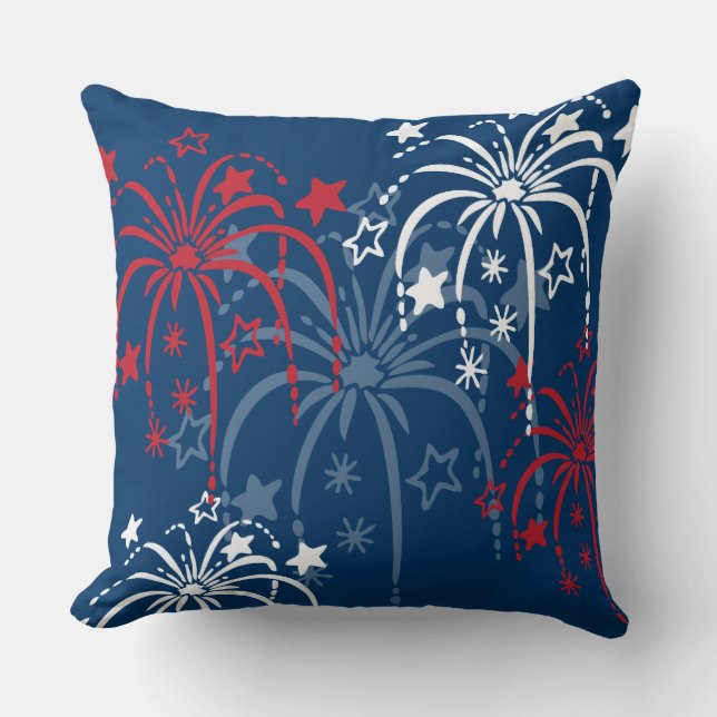 Red White en Blue Fireworks, 4 juli Pillow Kussen (Voorkant)