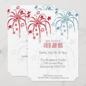 Red White en Blue Fireworks, 4 juli uitnodigingen (Voorkant / Achterkant)