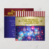 Red White en Blue Fireworks, 4 juli uitnodigingen (Voorkant / Achterkant)